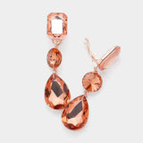 Triple Glass Crystal Drop Clip On Earrings - Madeline Love - Flyclothing LLC