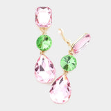 Triple Glass Crystal Drop Clip On Earrings - Madeline Love - Flyclothing LLC