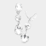 Triple Glass Crystal Drop Clip On Earrings - Madeline Love - Flyclothing LLC