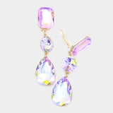 Triple Glass Crystal Drop Clip On Earrings - Madeline Love - Flyclothing LLC