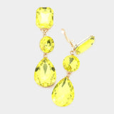 Triple Glass Crystal Drop Clip On Earrings - Madeline Love - Flyclothing LLC