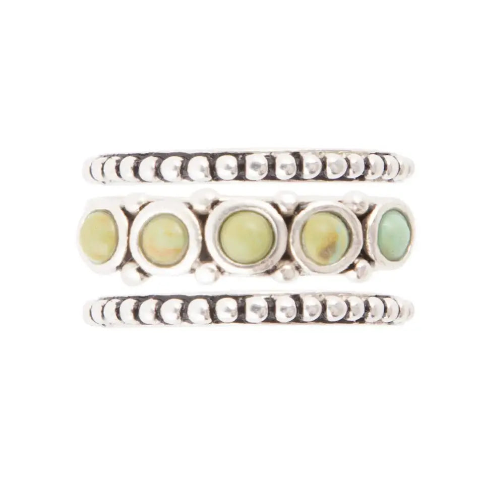 Triple Play Blue Turquoise and Sterling Silver Stack Ring - Barse Jewelry - Flyclothing LLC