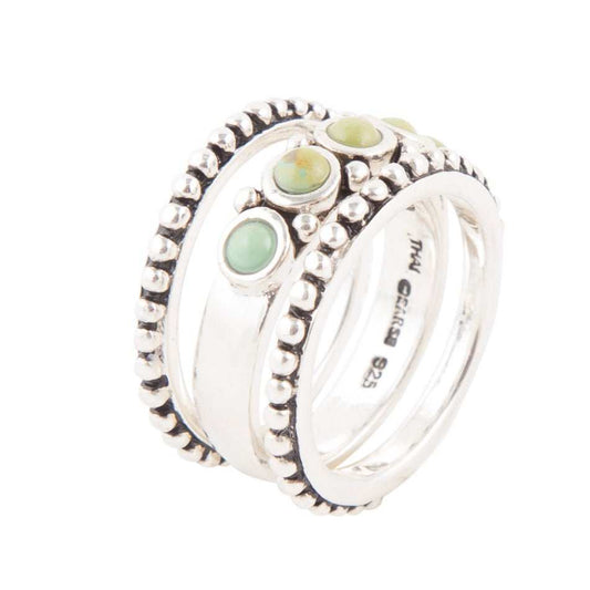 Triple Play Blue Turquoise and Sterling Silver Stack Ring - Barse Jewelry - Flyclothing LLC