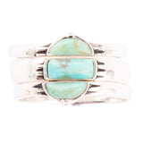 Triple Stack Shaped Turquoise and Sterling Silver Ring Set