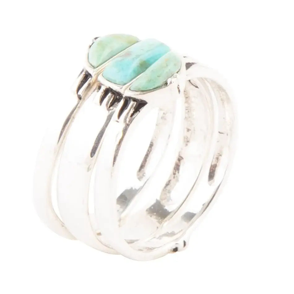 Triple Stack Shaped Turquoise and Sterling Silver Ring Set - Barse Jewelry - Flyclothing LLC