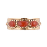 Triple Stone Orange Carnelian and Golden Ring - Barse Jewelry