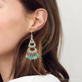 Triple the Blue Turquoise Golden Chandelier Earrings - Barse Jewelry - Flyclothing LLC