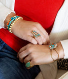 Triple Threat Blue Turquoise Orange Spiny Oyster Matrix Golden Ring Set - Barse Jewelry