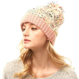 Trish Fuzzy Multi Color Sprinkles Pom Pom Beanie Hat - Madeline Love - Flyclothing LLC