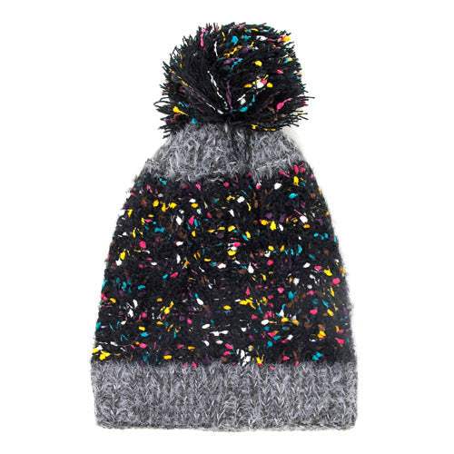 Trish Fuzzy Multi Color Sprinkles Pom Pom Beanie Hat - Madeline Love - Flyclothing LLC