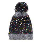 Trish Fuzzy Multi Color Sprinkles Pom Pom Beanie Hat - Madeline Love - Flyclothing LLC