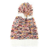 Trish Fuzzy Multi Color Sprinkles Pom Pom Beanie Hat - Madeline Love - Flyclothing LLC