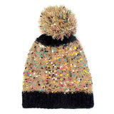 Trish Fuzzy Multi Color Sprinkles Pom Pom Beanie Hat - Madeline Love - Flyclothing LLC