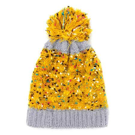 Trish Fuzzy Multi Color Sprinkles Pom Pom Beanie Hat - Madeline Love - Flyclothing LLC