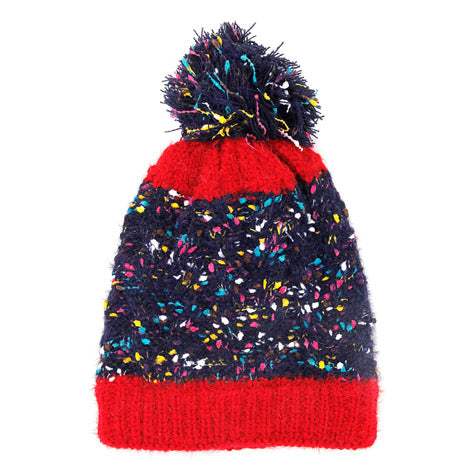 Trish Fuzzy Multi Color Sprinkles Pom Pom Beanie Hat - Madeline Love - Flyclothing LLC