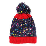 Trish Fuzzy Multi Color Sprinkles Pom Pom Beanie Hat - Madeline Love - Flyclothing LLC