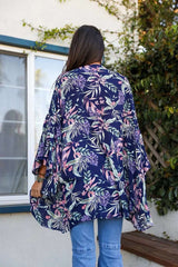Tropical Leaves Draped Sleeve Kimono - Boho Clothing and Accessories - Flyclothing LLC