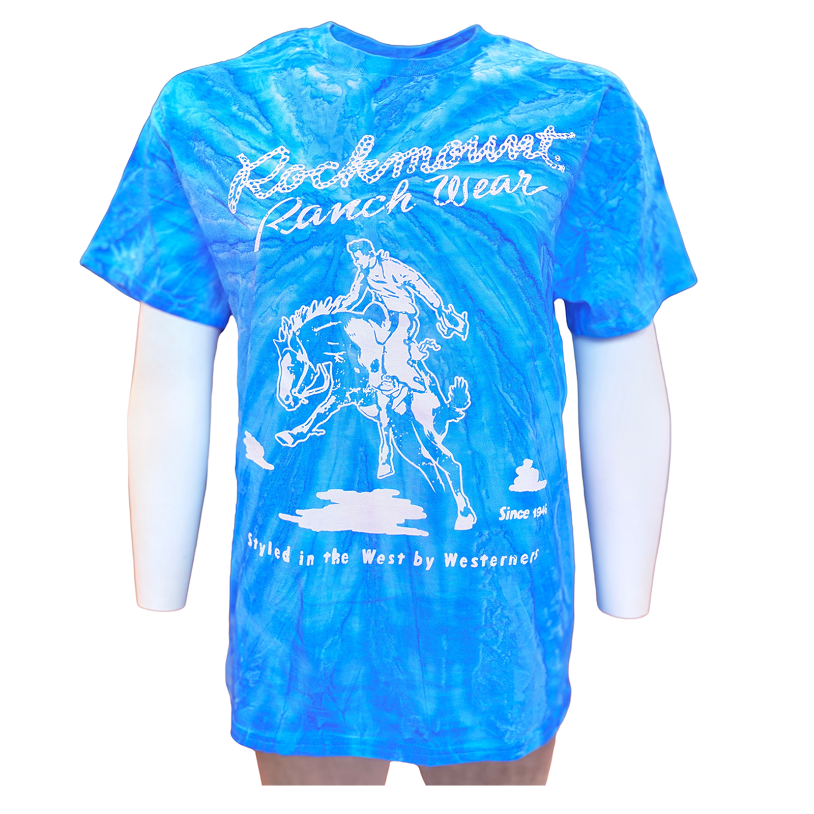 Men's Rockmount Bronc 100% Cotton Tie Dye Blue Western T-Shirt - Rockmount Clothing - Flyclothing LLC