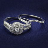 TS001 - Rhodium 925 Sterling Silver Ring with AAA Grade CZ  in Clear - Alamode