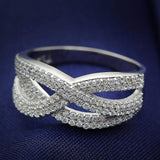 TS008 - Rhodium 925 Sterling Silver Ring with AAA Grade CZ in Clear - Alamode - Flyclothing LLC