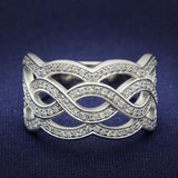 TS010 - Rhodium 925 Sterling Silver Ring with AAA Grade CZ  in Clear