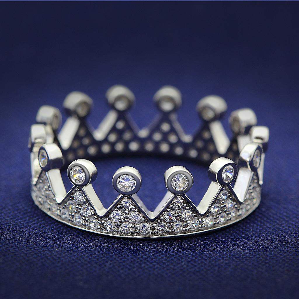 TS011 - Rhodium 925 Sterling Silver Ring with AAA Grade CZ in Clear - Alamode - Flyclothing LLC