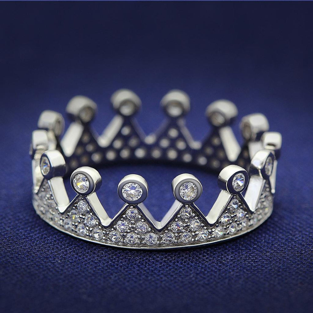 TS011 - Rhodium 925 Sterling Silver Ring with AAA Grade CZ  in Clear