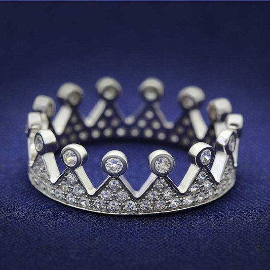 TS011 - Rhodium 925 Sterling Silver Ring with AAA Grade CZ in Clear - Alamode - Flyclothing LLC