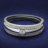 TS013 - Rhodium 925 Sterling Silver Ring with AAA Grade CZ in Clear - Alamode - Flyclothing LLC