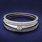 TS013 - Rhodium 925 Sterling Silver Ring with AAA Grade CZ  in Clear - Alamode