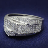 TS018 - Rhodium 925 Sterling Silver Ring with AAA Grade CZ  in Clear - Alamode