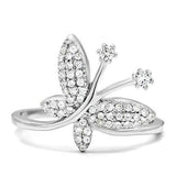 TS021 - Rhodium 925 Sterling Silver Ring with AAA Grade CZ in Clear - Alamode - Flyclothing LLC