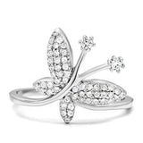 TS021 - Rhodium 925 Sterling Silver Ring with AAA Grade CZ  in Clear - Alamode