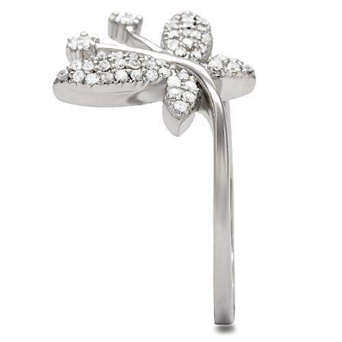 TS021 - Rhodium 925 Sterling Silver Ring with AAA Grade CZ in Clear - Alamode - Flyclothing LLC