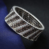 TS023 - Rhodium + Ruthenium 925 Sterling Silver Ring with AAA Grade CZ in Brown - Alamode - Flyclothing LLC
