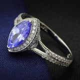 TS024 - Rhodium 925 Sterling Silver Ring with AAA Grade CZ in Tanzanite - Alamode - Flyclothing LLC
