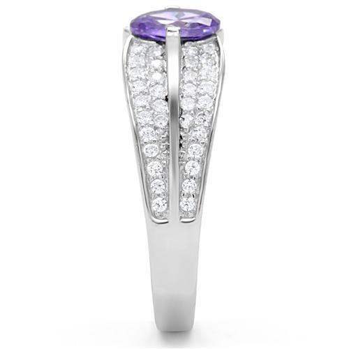 TS025 - Rhodium 925 Sterling Silver Ring with AAA Grade CZ in Tanzanite - Alamode - Flyclothing LLC