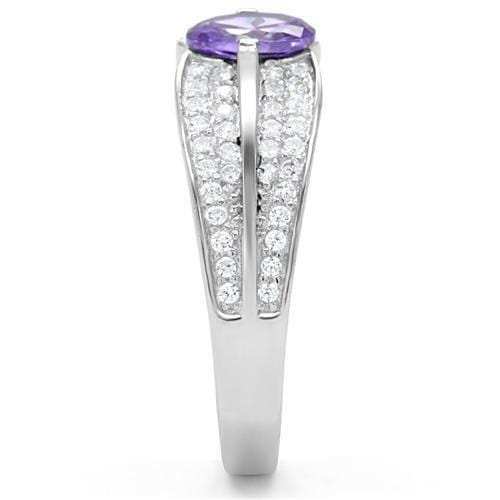 TS025 - Rhodium 925 Sterling Silver Ring with AAA Grade CZ in Tanzanite - Alamode - Flyclothing LLC