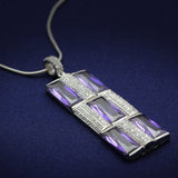 TS026 - Rhodium 925 Sterling Silver Chain Pendant with AAA Grade CZ  in Amethyst - Alamode