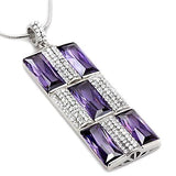 TS026 - Rhodium 925 Sterling Silver Chain Pendant with AAA Grade CZ  in Amethyst - Alamode