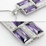 TS026 - Rhodium 925 Sterling Silver Chain Pendant with AAA Grade CZ  in Amethyst - Alamode