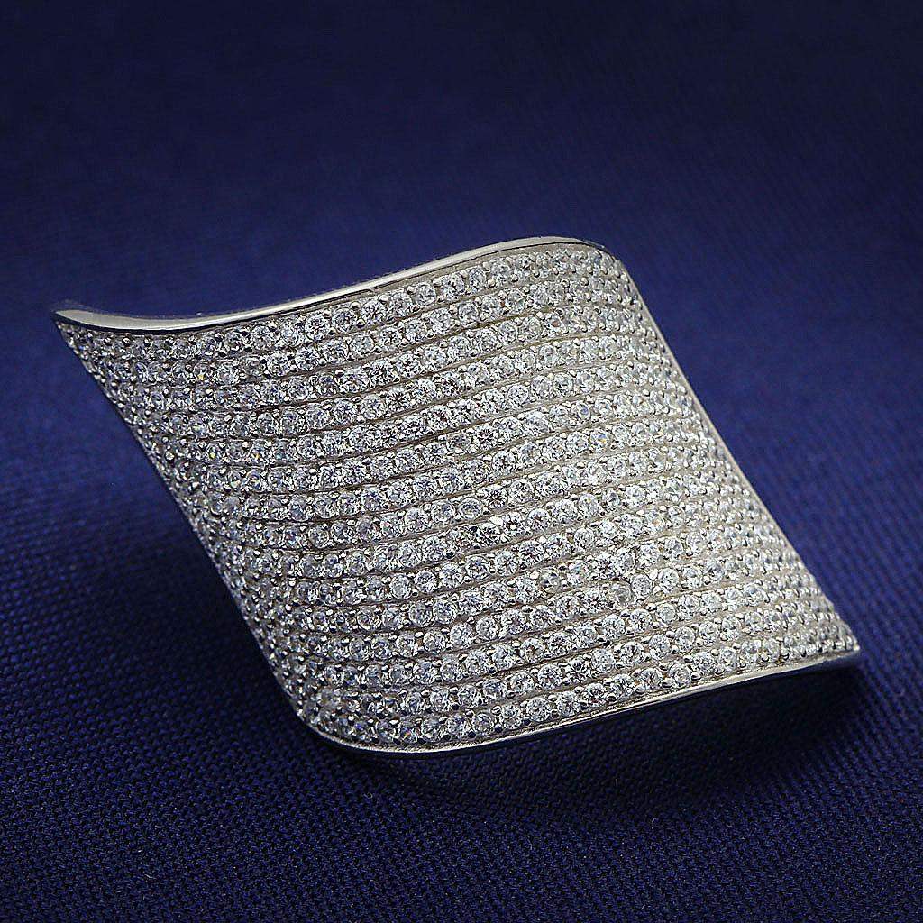TS027 - Rhodium 925 Sterling Silver Ring with AAA Grade CZ in Clear - Alamode - Flyclothing LLC