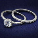 TS028 - Rhodium 925 Sterling Silver Ring with AAA Grade CZ in Clear - Alamode - Flyclothing LLC