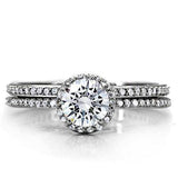 TS028 - Rhodium 925 Sterling Silver Ring with AAA Grade CZ in Clear - Alamode - Flyclothing LLC