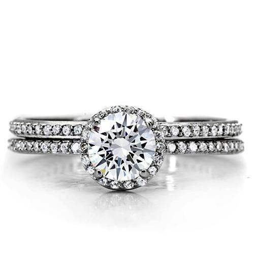 TS028 - Rhodium 925 Sterling Silver Ring with AAA Grade CZ in Clear - Alamode - Flyclothing LLC