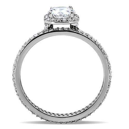 TS028 - Rhodium 925 Sterling Silver Ring with AAA Grade CZ in Clear - Alamode - Flyclothing LLC