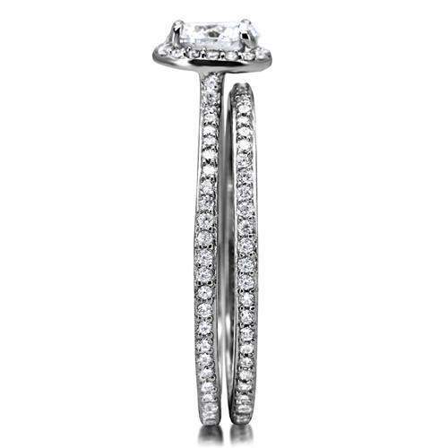 TS028 - Rhodium 925 Sterling Silver Ring with AAA Grade CZ in Clear - Alamode - Flyclothing LLC