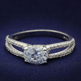 TS029 - Rhodium 925 Sterling Silver Ring with AAA Grade CZ in Clear - Alamode - Flyclothing LLC