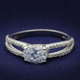 TS029 - Rhodium 925 Sterling Silver Ring with AAA Grade CZ  in Clear - Alamode