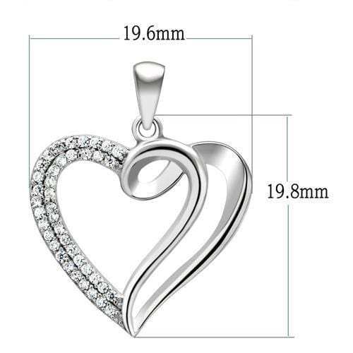 TS035 - Rhodium 925 Sterling Silver Necklace with AAA Grade CZ in Clear - Alamode - Flyclothing LLC